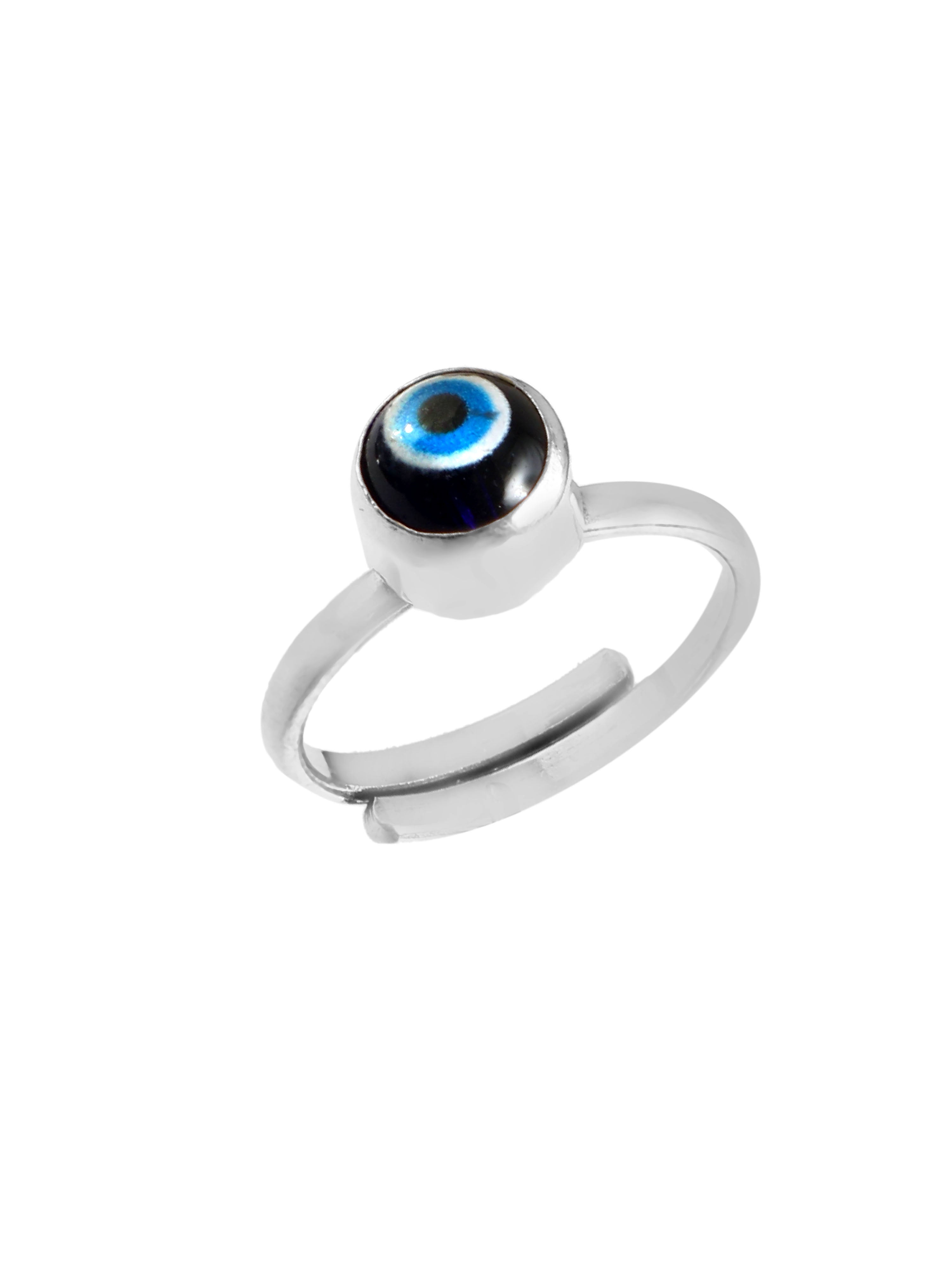 EVIL EYE RING IN SILVER PLATED